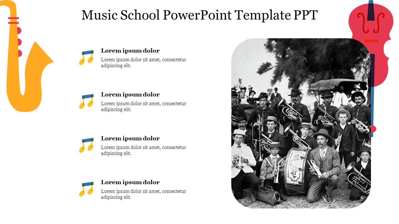 Music School PowerPoint Template PPT